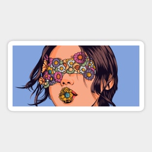 Illustration of Woman With Flowers Sticker